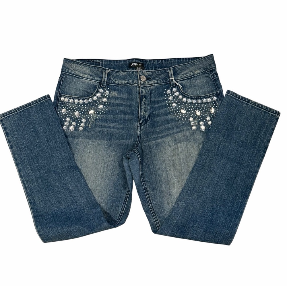 Allen B rhinestone pocket jeans size 15 Y2K glam denim - Picture 2 of 13